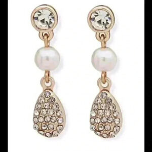 Anne Klein new Crystal and Pearl drop Earrings